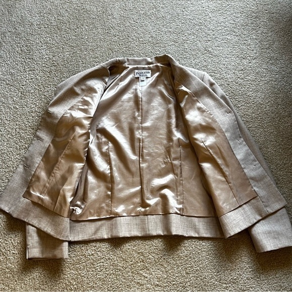 Pendleton Vintage Virgin‎ Wool Crop Jacket Shoulder Pads Tan Short Career Medium - Picture 7 of 9